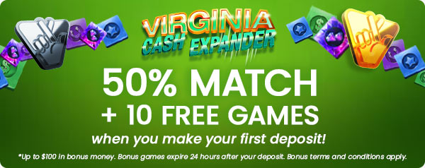 Get a 50% Match up to $100 + 10 Free Games when you make your first deposit!